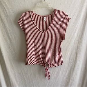 Striped Tie Front Top